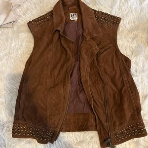 Haute hippie brown suede studded vest size medium